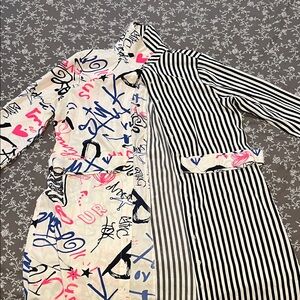 Chic Women's Graffiti and Stripe Jacket